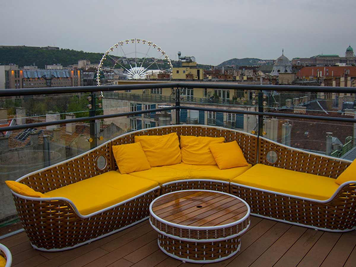 Roof terrace lounge at the Aria