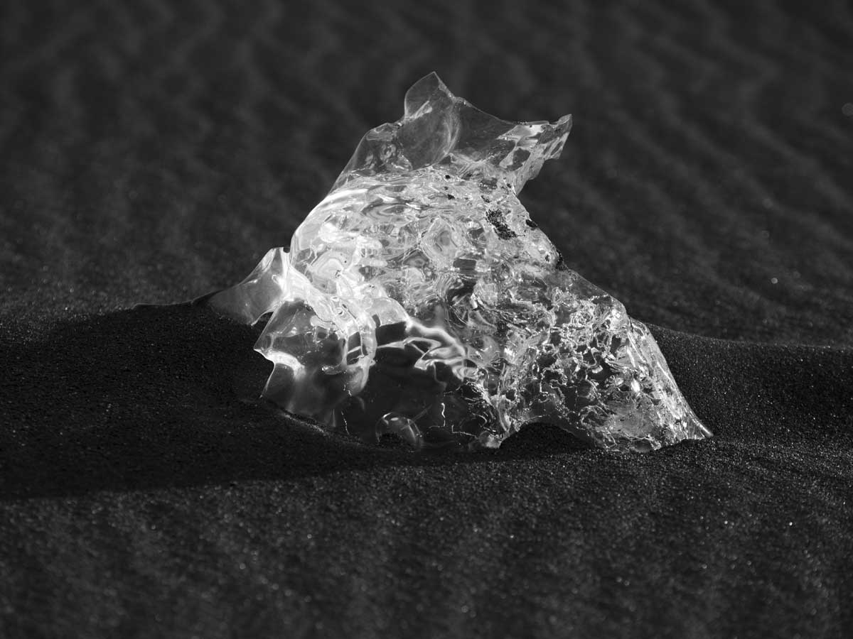 Shards of ice washed up on the beach