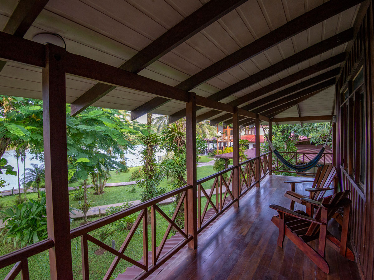 Balcony area outside our room at Tortuga Lodge & Gardens